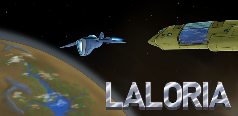 Laloria, our new game is out now. Includes space, exploration and action! Action! ACTION!